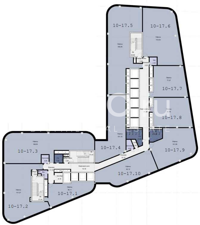 Планировка офиса 58.11-382.68 м², 10 этаж, БЦ «N`ice Tower»